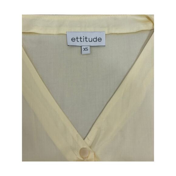 NWT Ettitude Sateen Short Sleeve Shirt - Vanilla XS - Picture 4 of 6